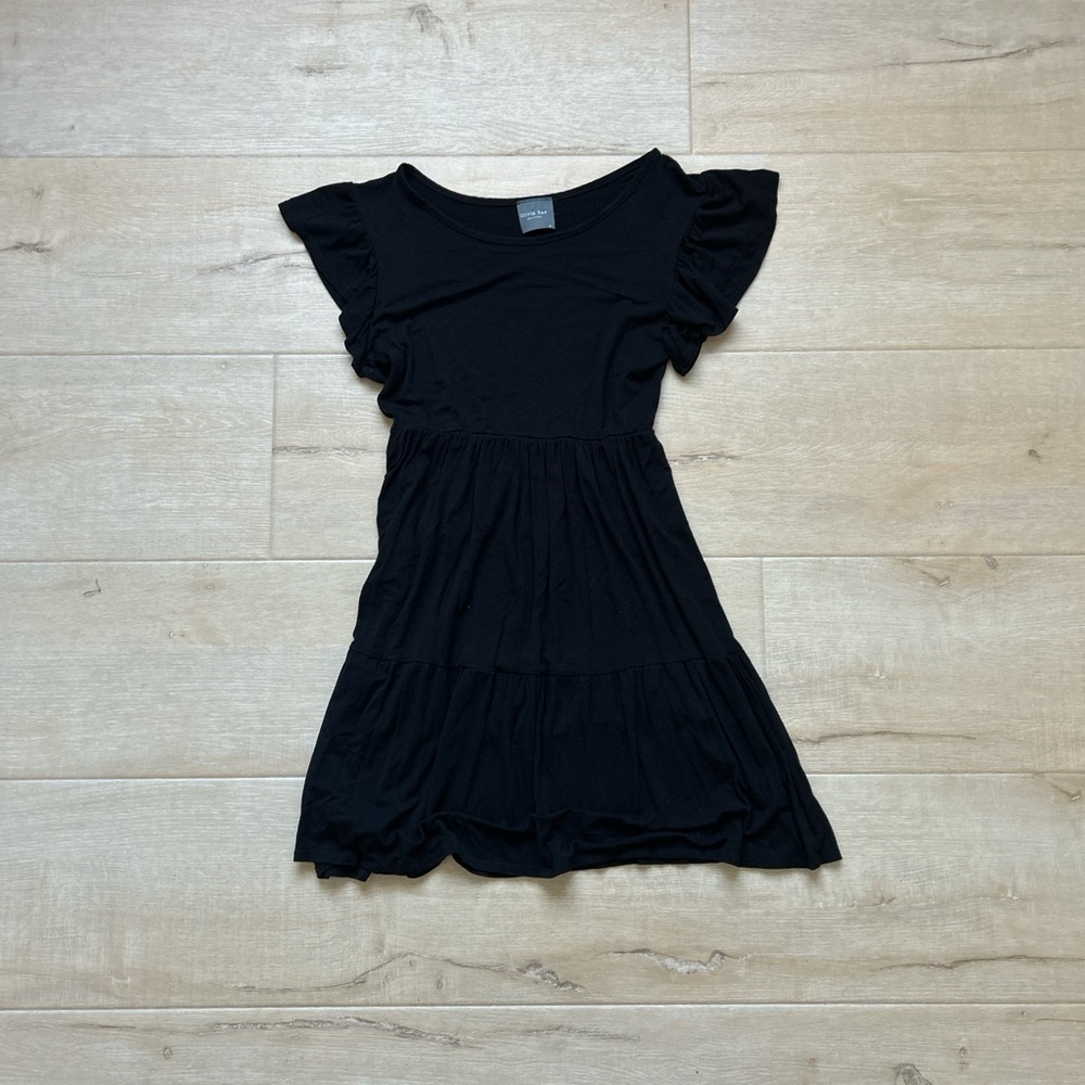 Olivia Rae Black Ruffle Sleeve Kids Dress